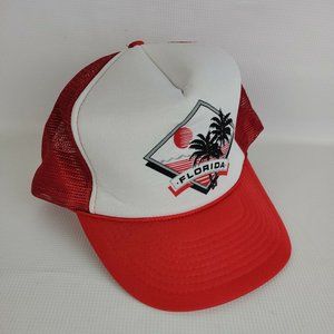 Florida Snapback Hat Red Palm Tree Trucker Cap H008